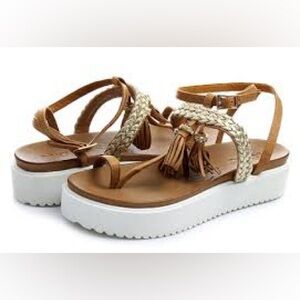 Braided Tan and Cream Women's Sandals